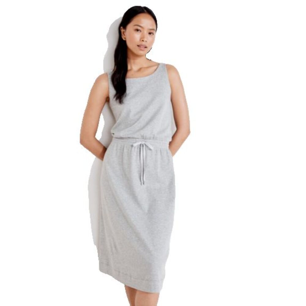 Haven Well Within Womens Cotton Interlock Tie Waist Midi‎ Dress Gray Size Large